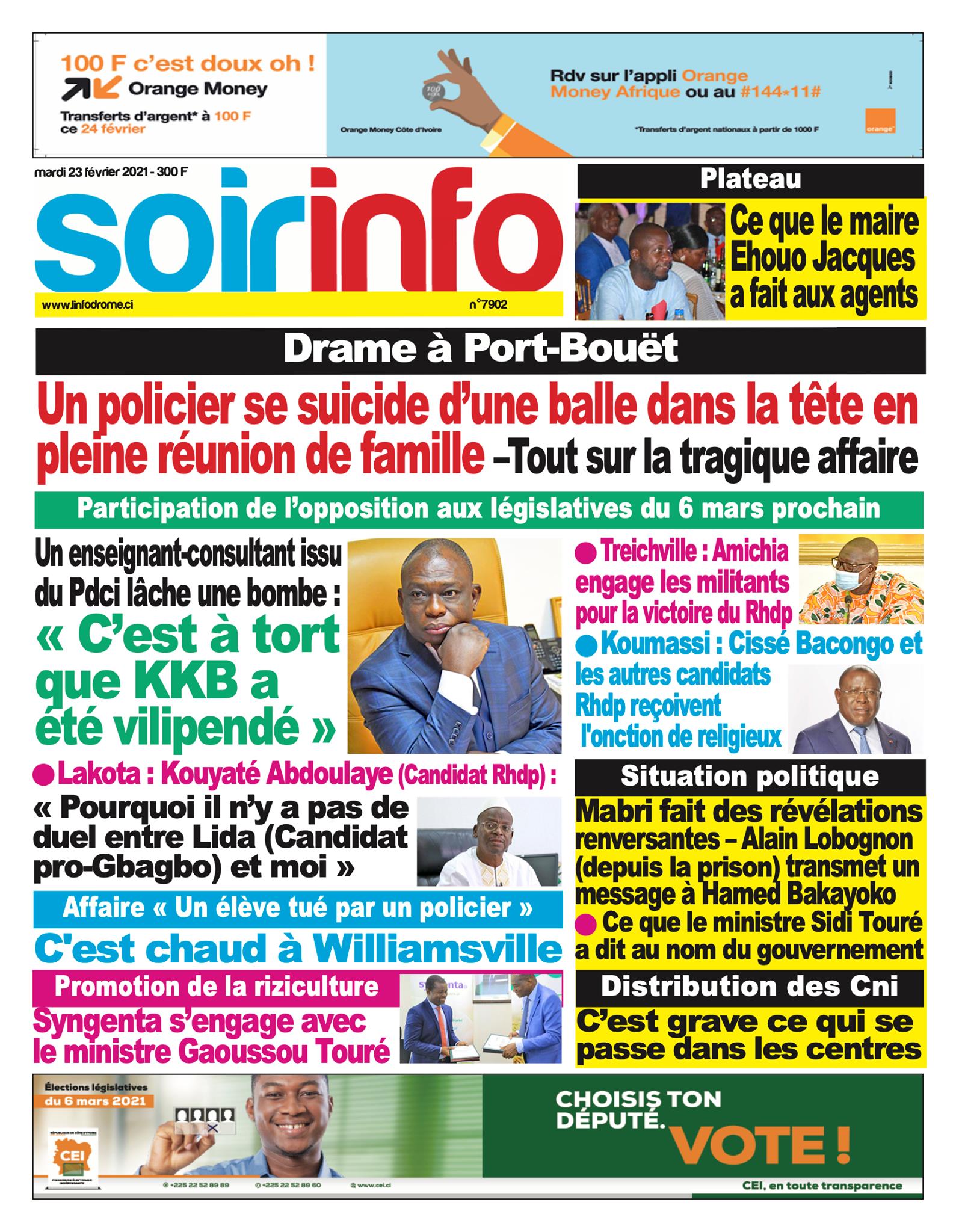 Titrologie 23 Février 2021 : Revue Presse Ivoirienne - AbidjanPEOPLE